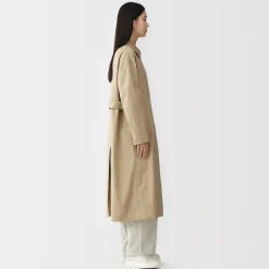 Manteau droit en coton déperlant pour femme