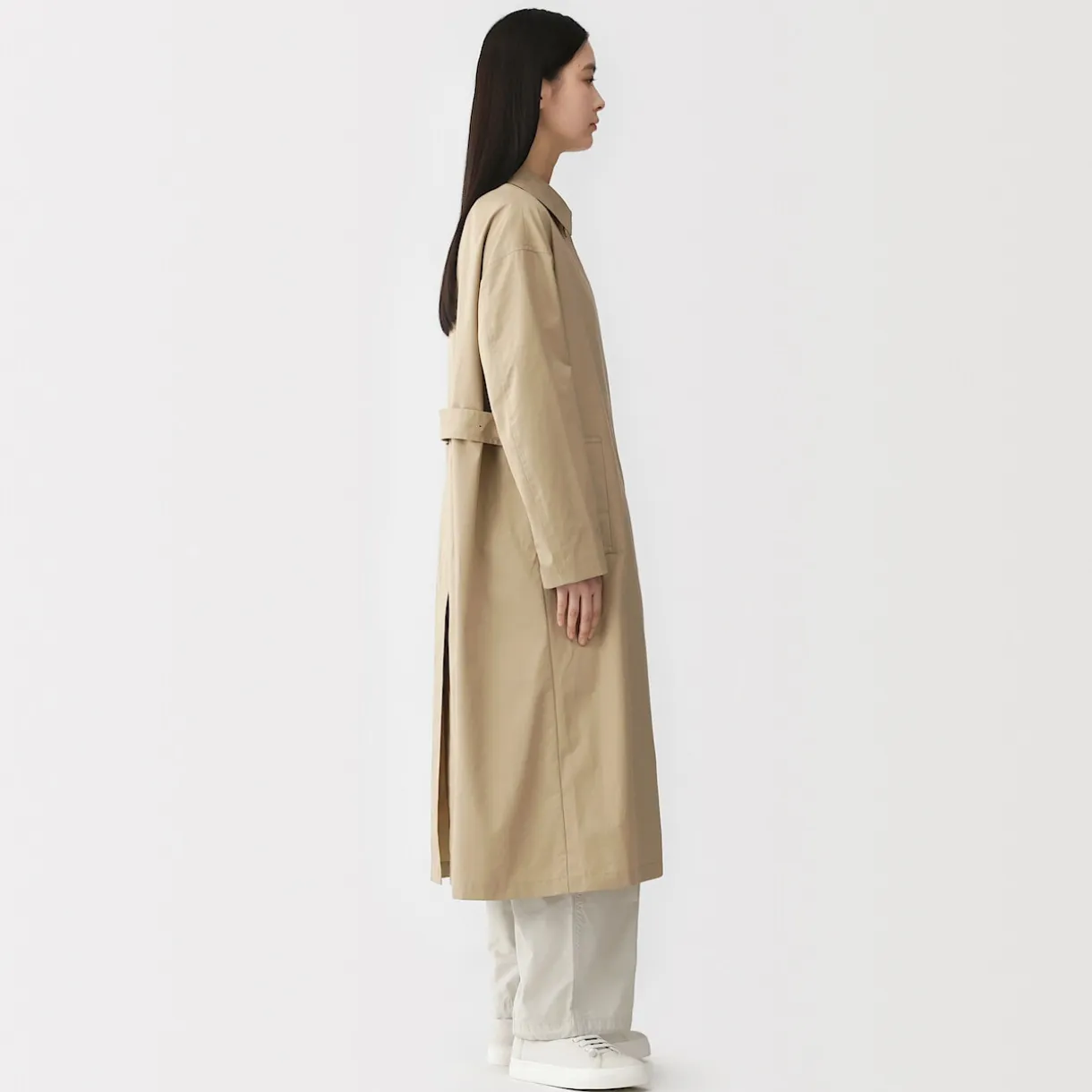 Manteau droit en coton déperlant pour femme