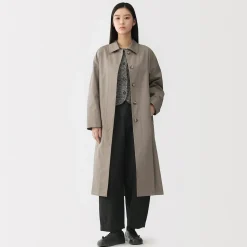 Manteau droit en coton déperlant pour femme