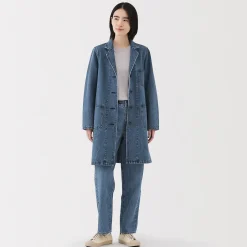 Manteau en denim mélangé kapok pour femme