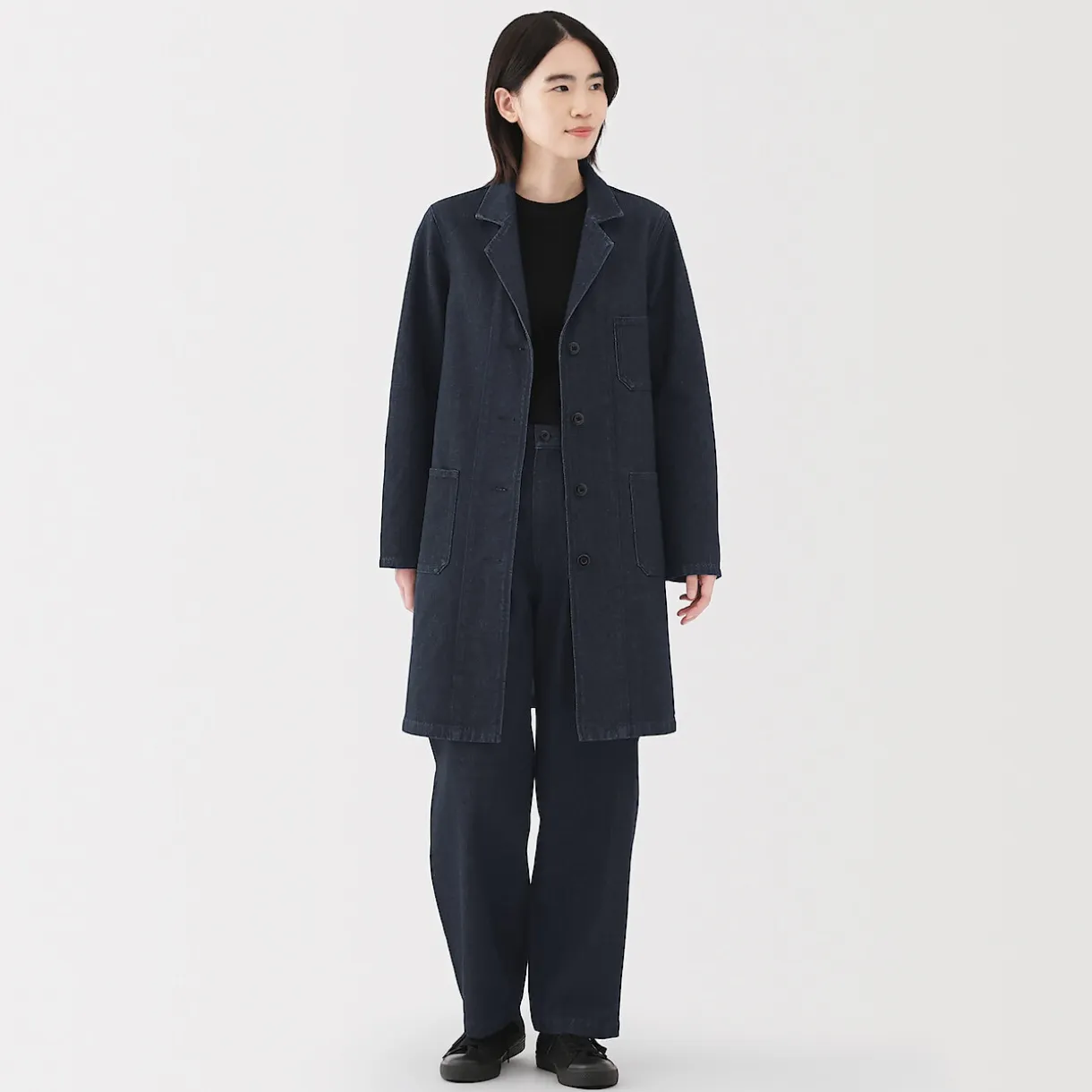 Manteau en denim mélangé kapok pour femme