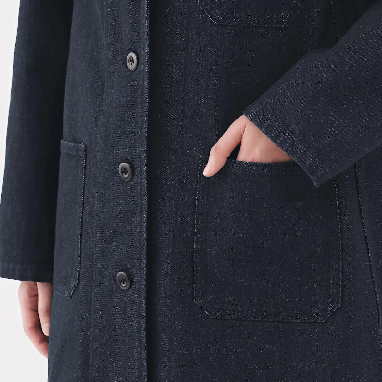 Manteau en denim mélangé kapok pour femme