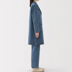 Manteau en denim mélangé kapok pour femme