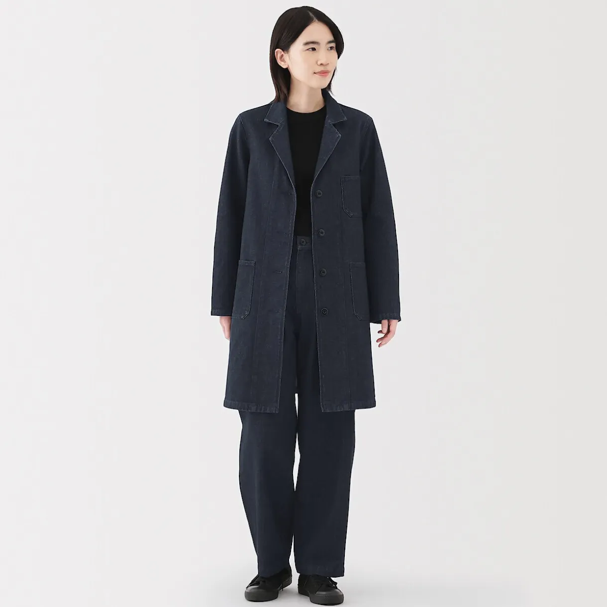 Manteau en denim mélangé kapok pour femme