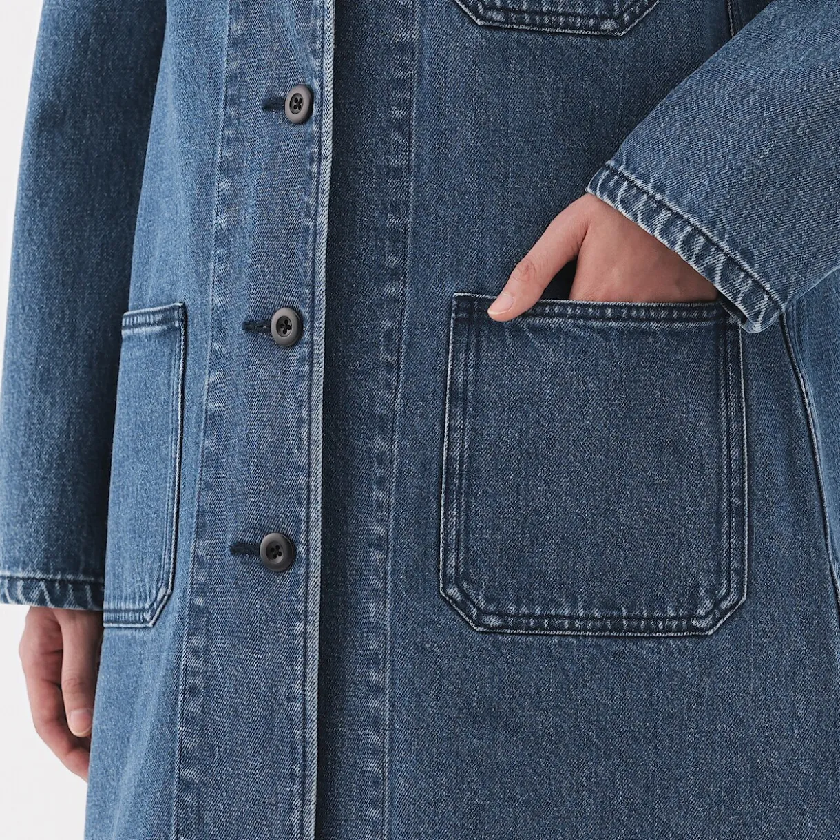 Manteau en denim mélangé kapok pour femme