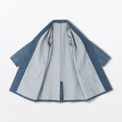 Manteau en denim mélangé kapok pour femme