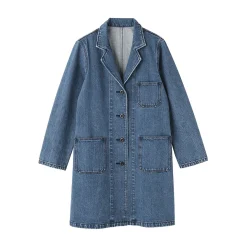 Manteau en denim mélangé kapok pour femme