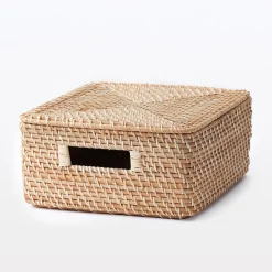 Panier carré en rotin L35xP36xH16cm