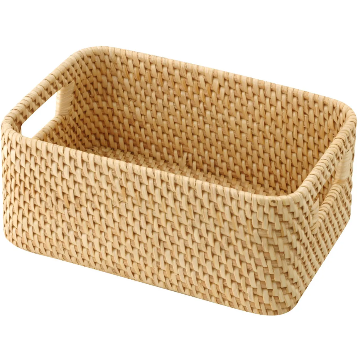 Panier en rotin à poignées L15X P22X H9cm