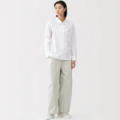 Pantalon à cordon de serrage en toile de coton léger pour femme