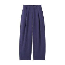 Pantalon à coupe cocon et à plis en toile de coton pour femme