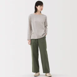 Pantalon avec motif de chevrons en coton pour femme