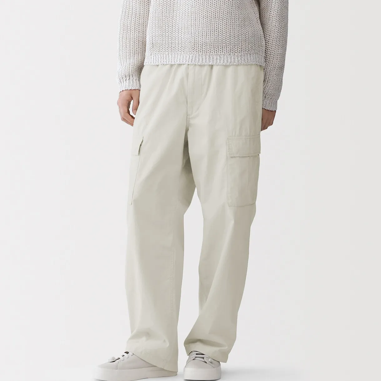 Pantalon cargo à coupe Easy Fit en toile de coton léger pour homme