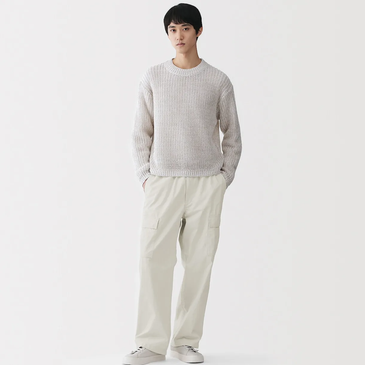 Pantalon cargo à coupe Easy Fit en toile de coton léger pour homme