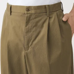 Pantalon Chino à pinces en coton stretch coupe wide homme