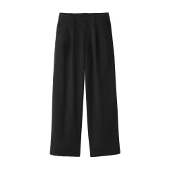 Pantalon chino long à pinces en coton coupe large pour femme