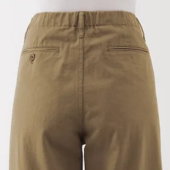 Pantalon chino long à pinces en coton coupe large pour femme