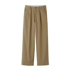 Pantalon chino long à pinces en coton coupe large pour femme