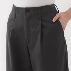 Pantalon chino long à pinces en coton coupe large pour femme