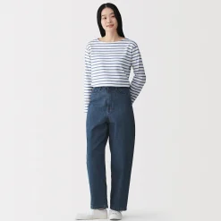 Pantalon coupe cocon en denim et kapok mélangé pour femme