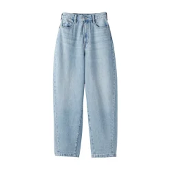 Pantalon coupe cocon en denim et kapok mélangé pour femme