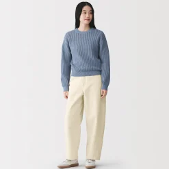 Pantalon coupe cocon en denim et kapok mélangé pour femme