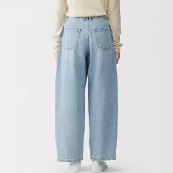 Pantalon coupe cocon en denim et kapok mélangé pour femme
