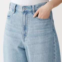 Pantalon coupe cocon en denim et kapok mélangé pour femme