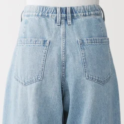 Pantalon coupe cocon en denim et kapok mélangé pour femme