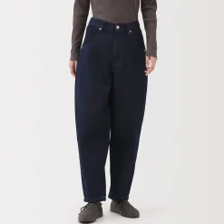 Pantalon coupe cocon en denim et kapok mélangé pour femme