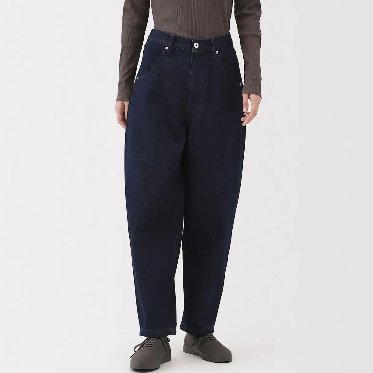 Pantalon coupe cocon en denim et kapok mélangé pour femme