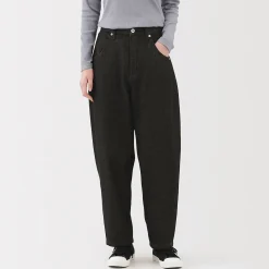 Pantalon coupe cocon en denim et kapok mélangé pour femme