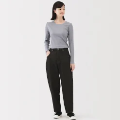 Pantalon coupe cocon en denim et kapok mélangé pour femme