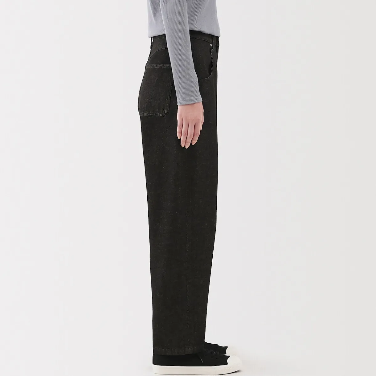 Pantalon coupe cocon en denim et kapok mélangé pour femme