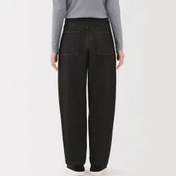 Pantalon coupe cocon en denim et kapok mélangé pour femme