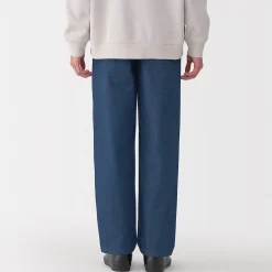 Pantalon coupe confortable en denim lavé pour homme ‐ Indigo