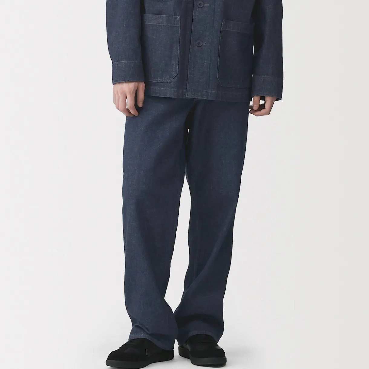 Pantalon coupe large en denim et kapok mélangé pour homme