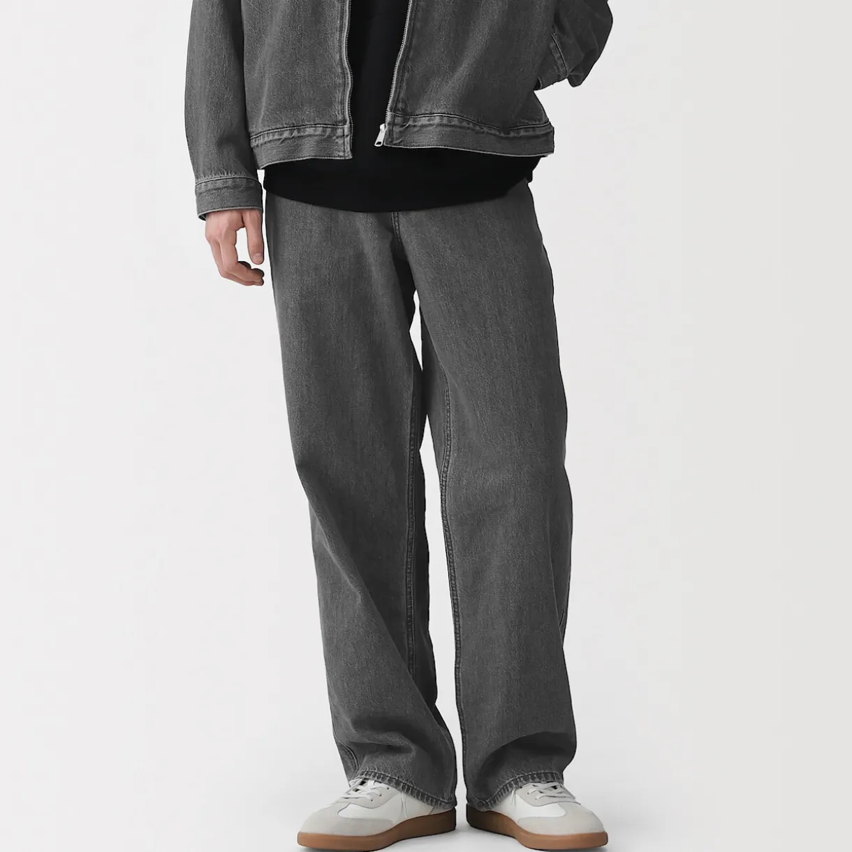 Pantalon coupe large en denim et kapok mélangé pour homme
