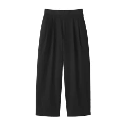 Pantalon fuselé à jambes larges en sergé de coton mélangé pour femme