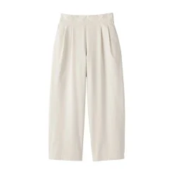 Pantalon fuselé à jambes larges en sergé de coton mélangé pour femme