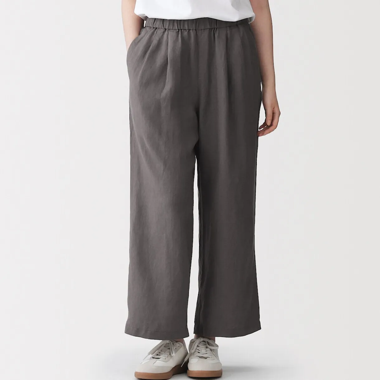 Pantalon large en lin lavé pour femme
