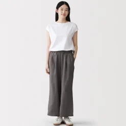 Pantalon large en lin lavé pour femme