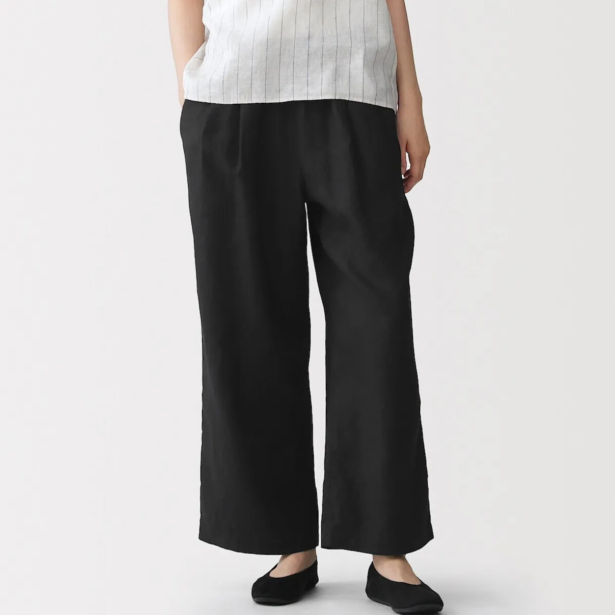 Pantalon large en lin lavé pour femme