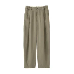 Pantalon large plissé en lin et lyocell pour femme