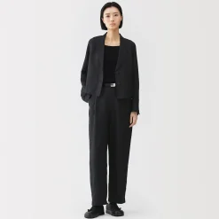 Pantalon large plissé en lin et lyocell pour femme