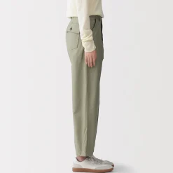 Pantalon longueur cheville en coton délavé pour femme