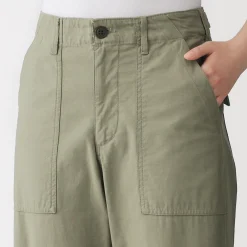 Pantalon longueur cheville en coton délavé pour femme