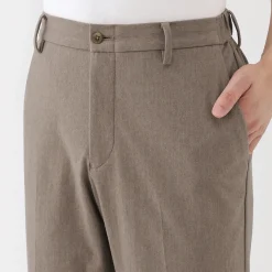 Pantalon plissé ajusté en stretch brossé pour homme