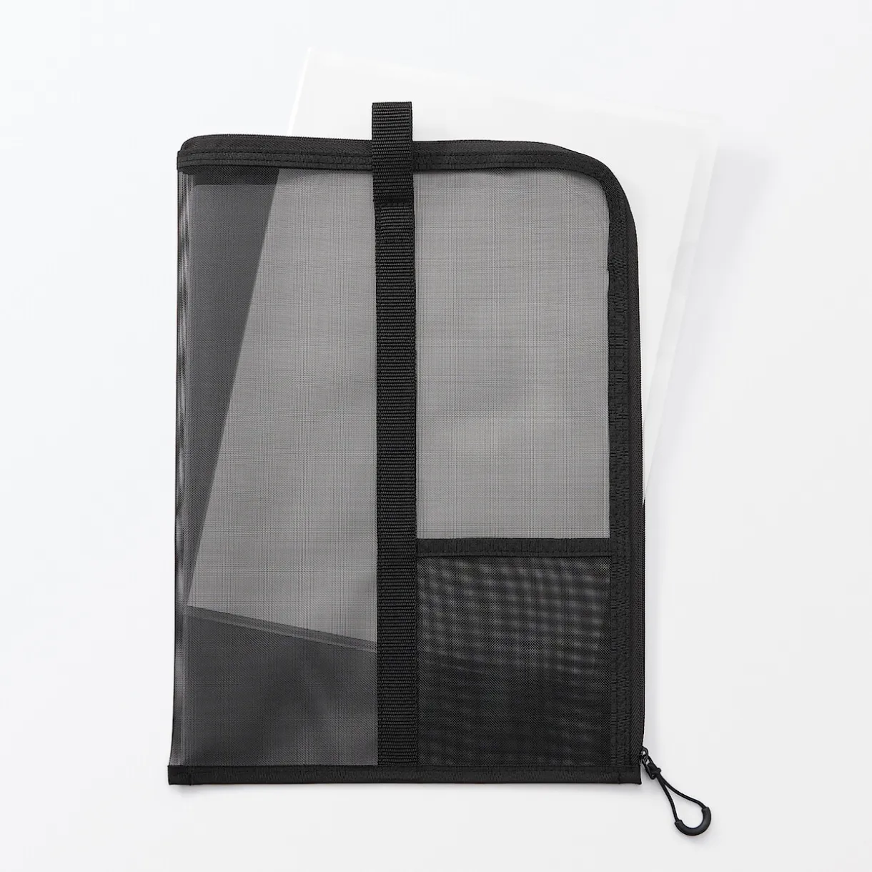 Porte-documents en nylon maillé avec fermeture éclair - A4, Noir