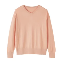 Pull à col en V en mélange de fibres de soja pour femme
